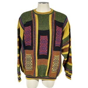 Colorful Vintage Baffo Wool Blend Grandpa Sweater Coogi Style Mens Size 56
